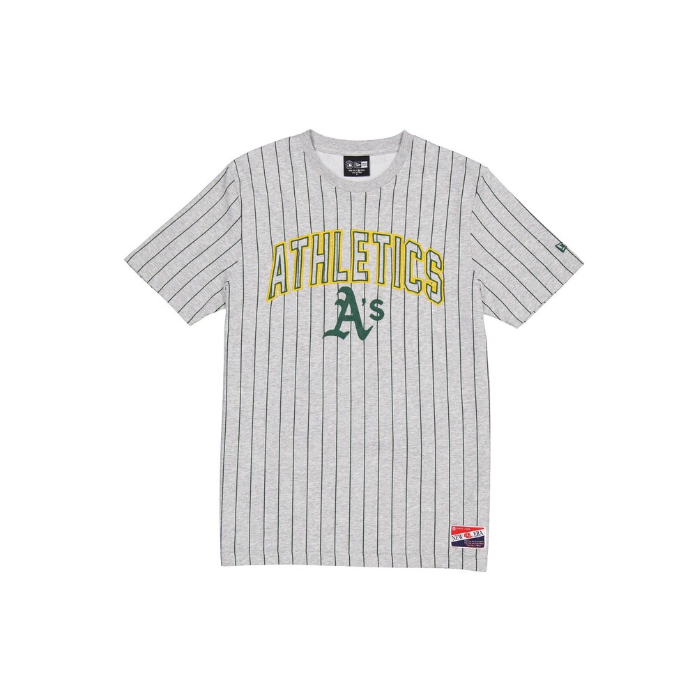 New Era Athletics Throwback Gray Pinstripe T-Shirt - Size L
